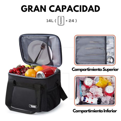 Tourit Cooler Bag Lonchera Grande 14L 24 Latas - Negro-1