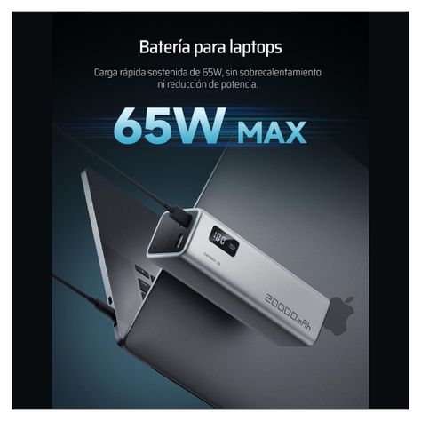Cuktech Power Bank 15 85W 20000 mAh 3 puertos Plateado-3