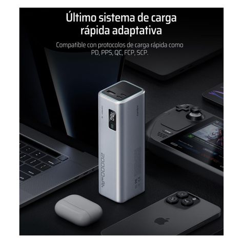 Cuktech Power Bank 15 85W 20000 mAh 3 puertos Plateado-4