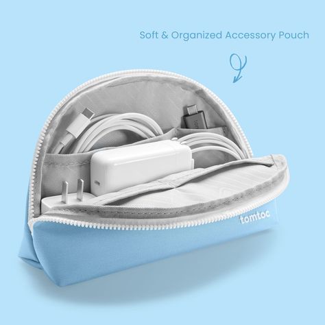 Tomtoc Funda Lady Para Macbook 13''+organizador shell Celeste-1