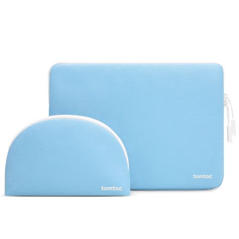 Tomtoc Funda Lady Para Macbook 13''+organizador shell Celeste-0