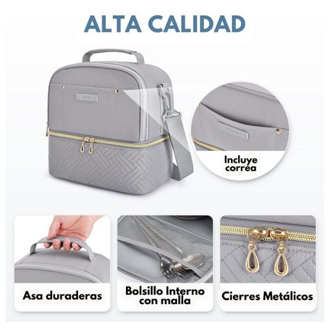 Tourit Lonchera con Aislamiento Térmico Cubierta Doble 10,6L - Gris-4
