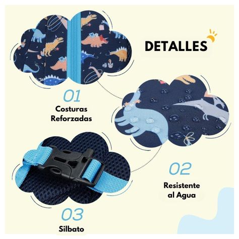 Mommore Mochila 2 en 1 para Niños Pequeños 12L - Azul Dinosaurios-5