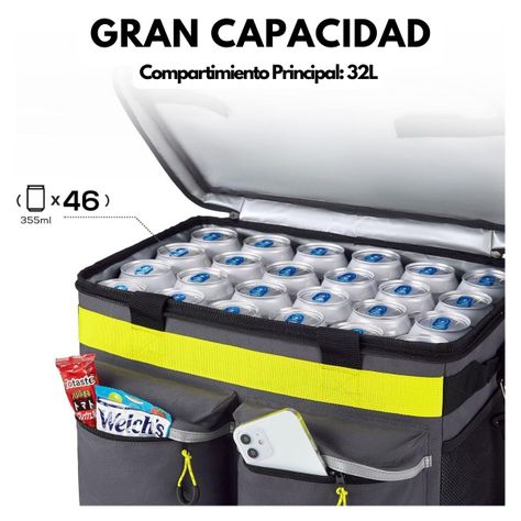 Tourit Cooler Bag Enfriador Aislado Portátil 46 Latas - Gris Oscuro-2