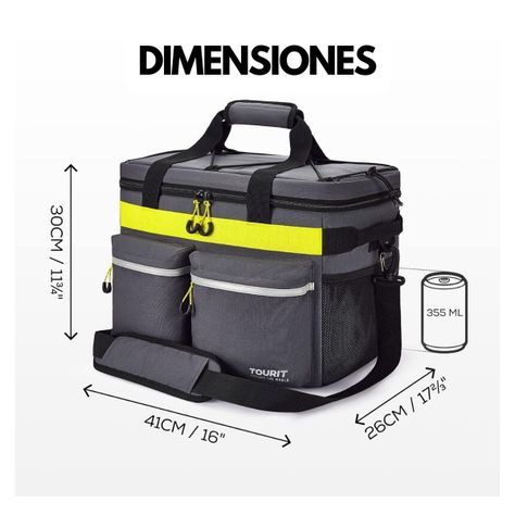 Tourit Cooler Bag Enfriador Aislado Portátil 46 Latas - Gris Oscuro-5