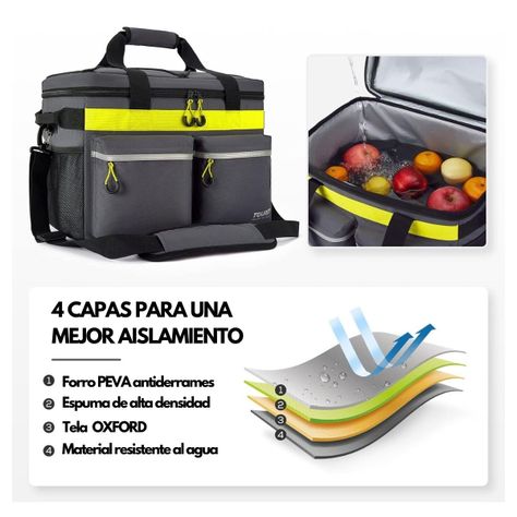 Tourit Cooler Bag Enfriador Aislado Portátil 46 Latas - Gris Oscuro-6