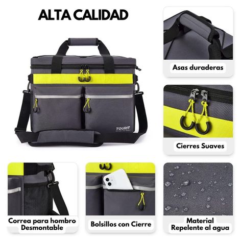 Tourit Cooler Bag Enfriador Aislado Portátil 46 Latas - Gris Oscuro-7