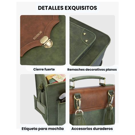 Ecosusi Mochila Vintage Aria para Notebook 14 y MacBook 15.6” - Verde Oliva-4