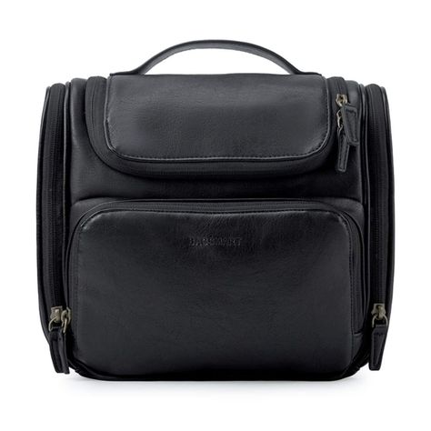 Bagsmart neceser de viaje en piel Dopp- Negro-0