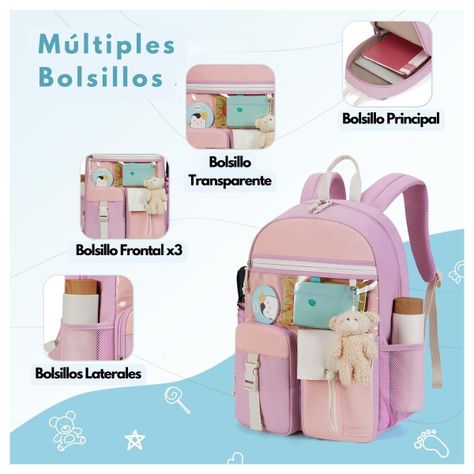 Mommore Mochila Escolar Ligera Kawaii Kids 19L - Morado-2