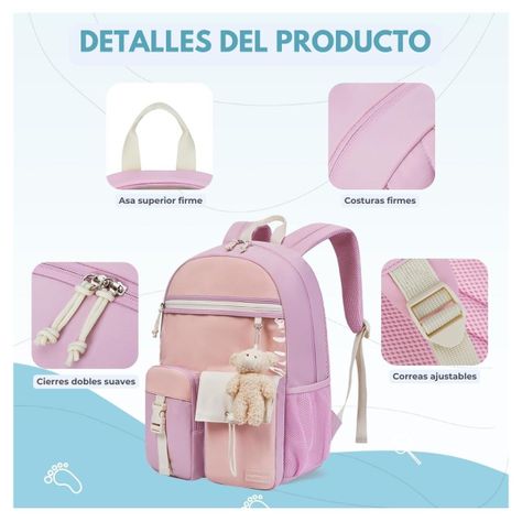Mommore Mochila Escolar Ligera Kawaii Kids 19L - Morado-3