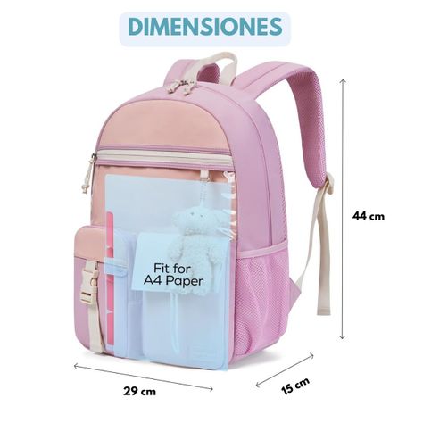 Mommore Mochila Escolar Ligera Kawaii Kids 19L - Morado-5