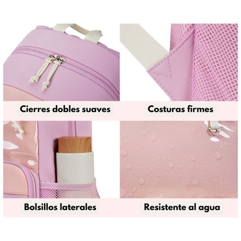 Mommore Mochila Escolar Ligera Kawaii Kids 19L - Morado-7