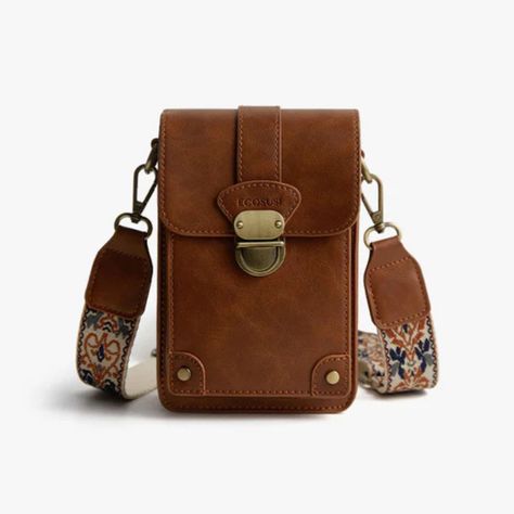 Ecosusi Bolso Cruzado Vintage para Teléfono - Marrón-0