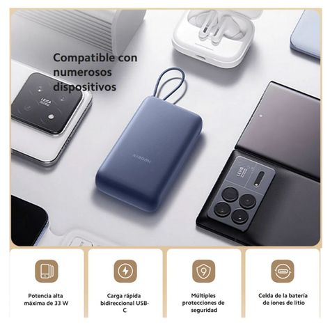 Xiaomi Power Bank 33W 20000 mAh Cable Integrado - Dorado-5