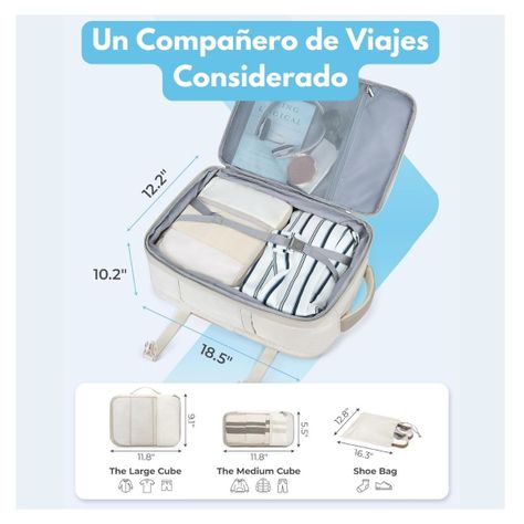 Bagsmart Mochila de Viaje Falco 30L- 40L + 3 Bolsas Organizadoras 17.3" - Beige-6
