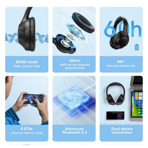 QCY H2 Pro Audífonos Inalámbricos Headset Negro-4