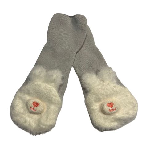 Calcetines grises de bebé con conejito-0