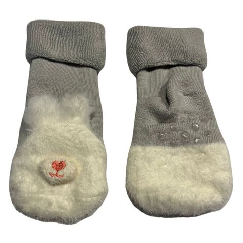 Calcetines grises de bebé con conejito-2