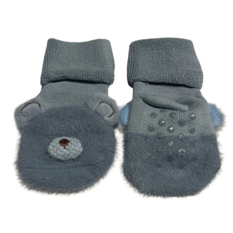 Calcetines azules de bebé con osito-1
