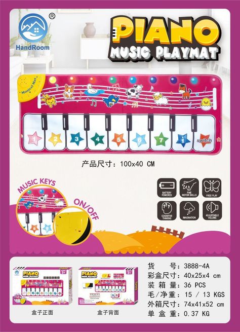 Piano Touch Musical Alfombra Rosado Bebes Niñ@s -2