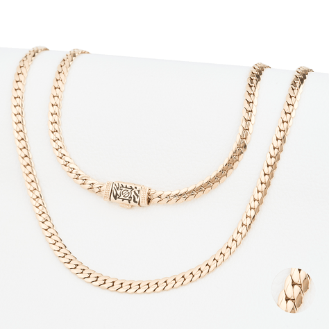 Cadena Serpiente Lisa 6mm/65cm broche cebra exclusivo zo Oro Laminado 18k-0
