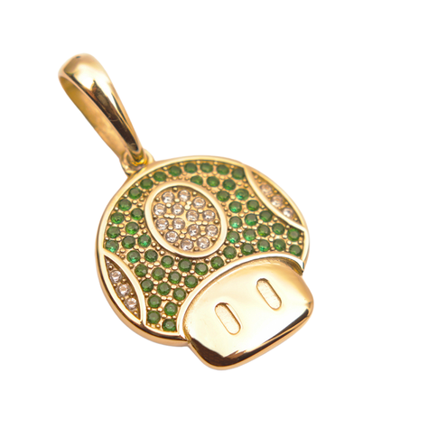Colgante Hongo Verde Mario Bro Oro Laminado 18k-0