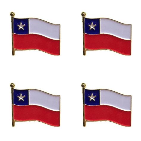 Pack 4 Piocha Pin Bandera Chilena Metálica Botón Chile-0