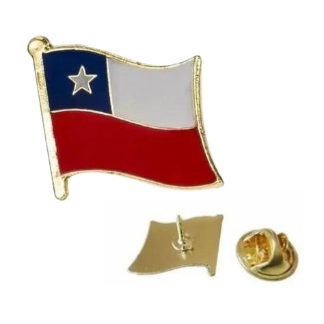 Pack 4 Piocha Pin Bandera Chilena Metálica Botón Chile-1