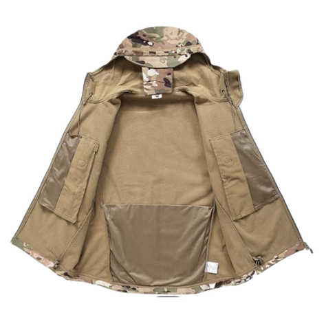 Chaqueta Softshell Tactica Verde Militar Con Capucha Impermeable -2