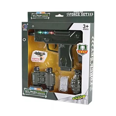 Set De Policía Infantil JUGUETES Metralleta Granda Binocular Placas-0