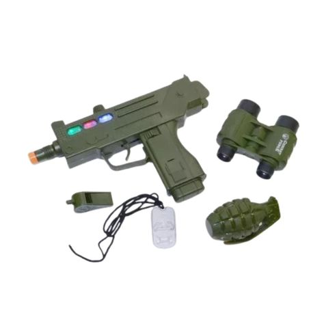 Set De Policía Infantil JUGUETES Metralleta Granda Binocular Placas-1