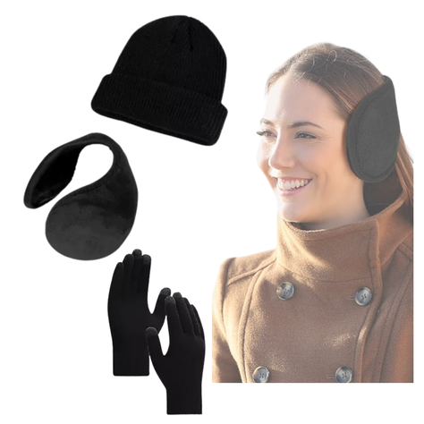 Set Invierno Gorro Beanie + Guantes De Lana + Orejera Polar-2