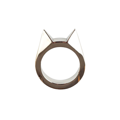 Anillo Defensa Personal Tipo Manopla Destapador Metal Gato Plata -0