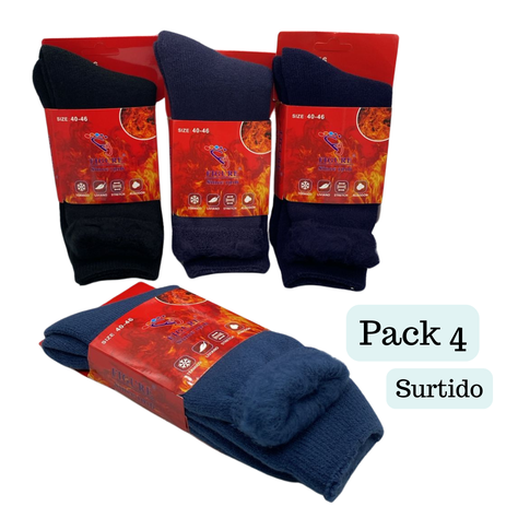 Pack 4 Calcetines Térmicos Polar Gruesos Terciopelo Suave-1