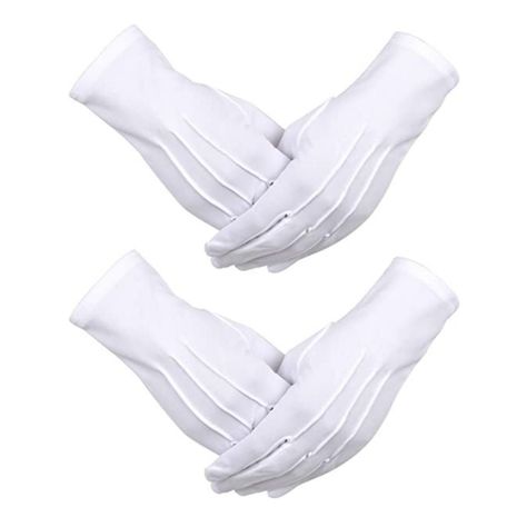 Guantes Blancos Formal Algodón Guardia De Honor Ceremonial-3