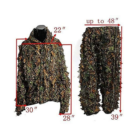 Traje Camuflaje Ghillie 3D Hojas Woodland Camuflaje Airsoft-4