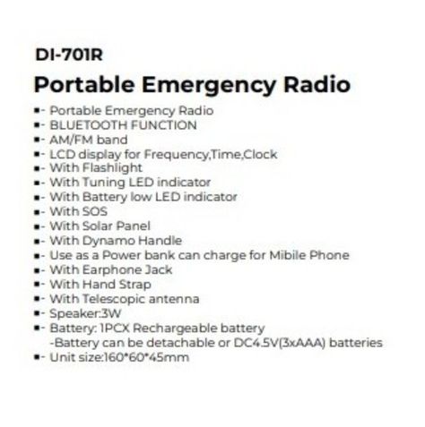 Radio Amfm Dos Bandas Con Linterna Led Daewoo Di-700r Color Amarillo-1