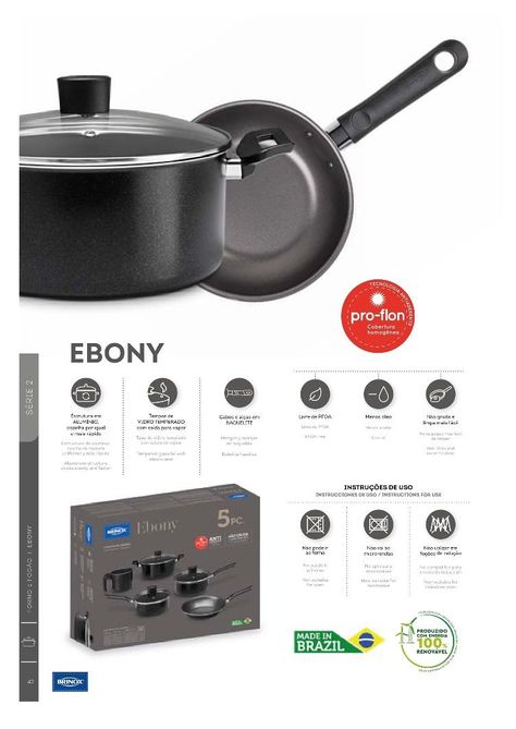 Wok 24 cm 23L Brinox Ebony Negro-2