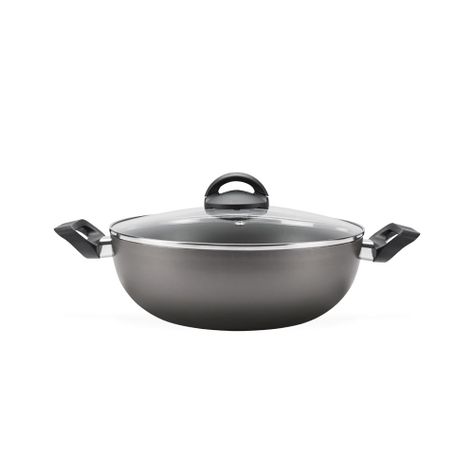 Wok Con Tapa De Vidrio Templado y Manijas 4,10 L Brinox Maple Gris-0