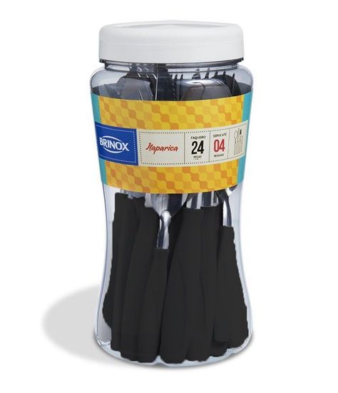 Juego de Cubiertos Con Mango 24 Piezas Brinox Itaparica Negro-0
