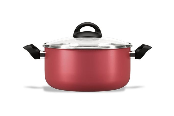 Cacerola Con Tapa 24 cm 4.5 L Brinox Maple Rojo-0