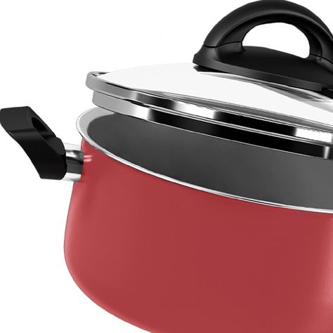 Cacerola Con Tapa 24 cm 4.5 L Brinox Maple Rojo-1