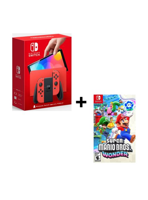 Pack Nintendo Switch OLED Mario Red (versión JP) + Juego Super Mario Bros. Wonder-0