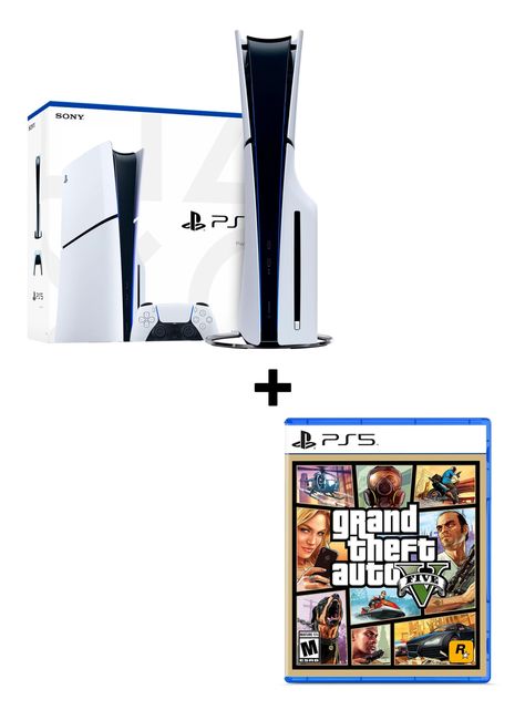 Consola Playstation 5 Slim Edición Disco + Juego GTA V PS5 (físico)-0