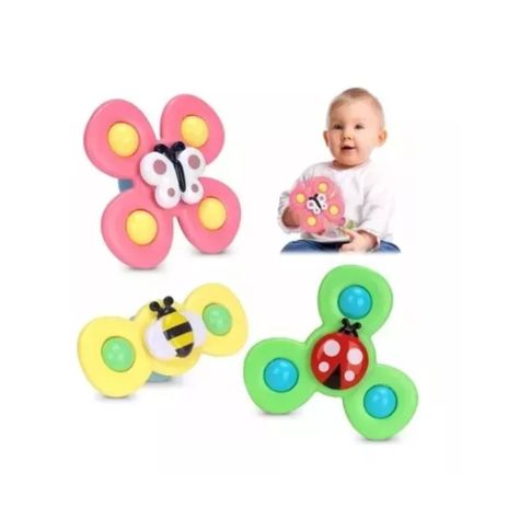 Juguetes Giratorios Pack X3 Spinner Con Ventosas Para Bebes-0