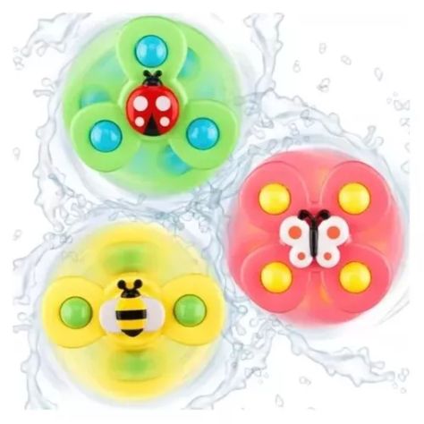 Juguetes Giratorios Pack X3 Spinner Con Ventosas Para Bebes-1