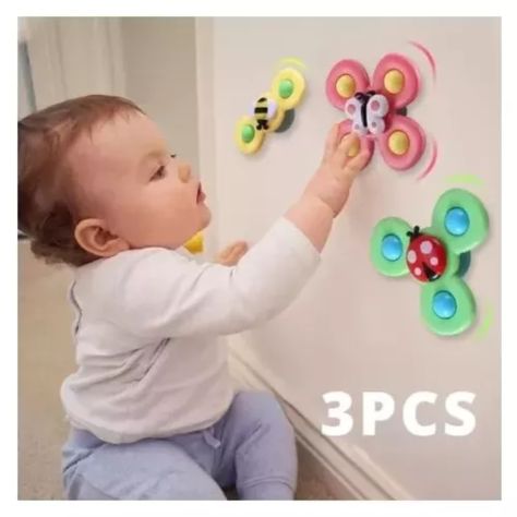 Juguetes Giratorios Pack X3 Spinner Con Ventosas Para Bebes-2