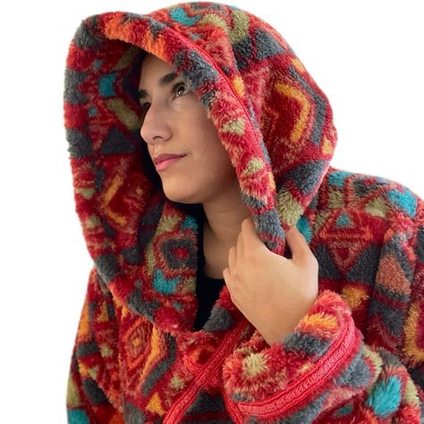 Polerón Estampado Corderito polar con gorro invierno Oversize-1