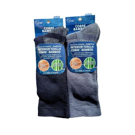 Pack De 2 Pares De Calcetines Cobre Bambú Grueso Gris/Azul-0